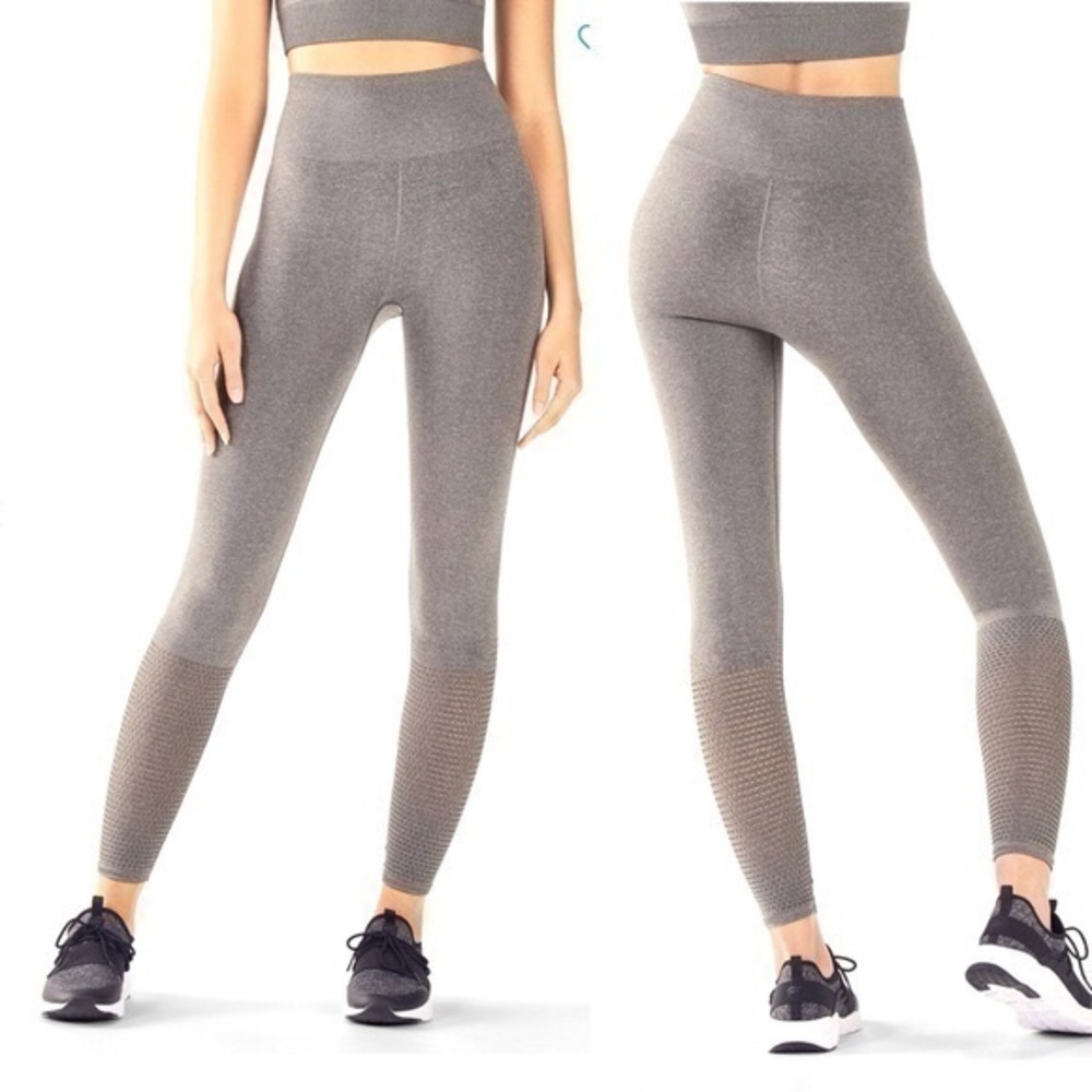 Fabletics Grey High Waisted Mesh Leggings Tights L